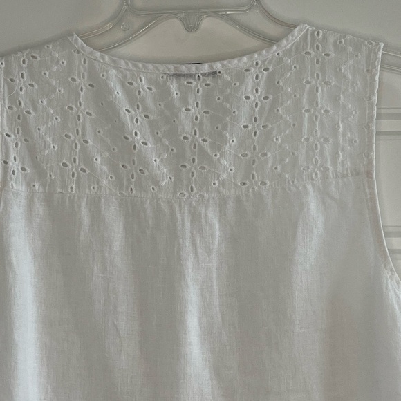 Francesca Bettini 100% Linen Sleeveless Eyelet Ruffle Hem Blouse Top Boho Medium - Picture 5 of 10